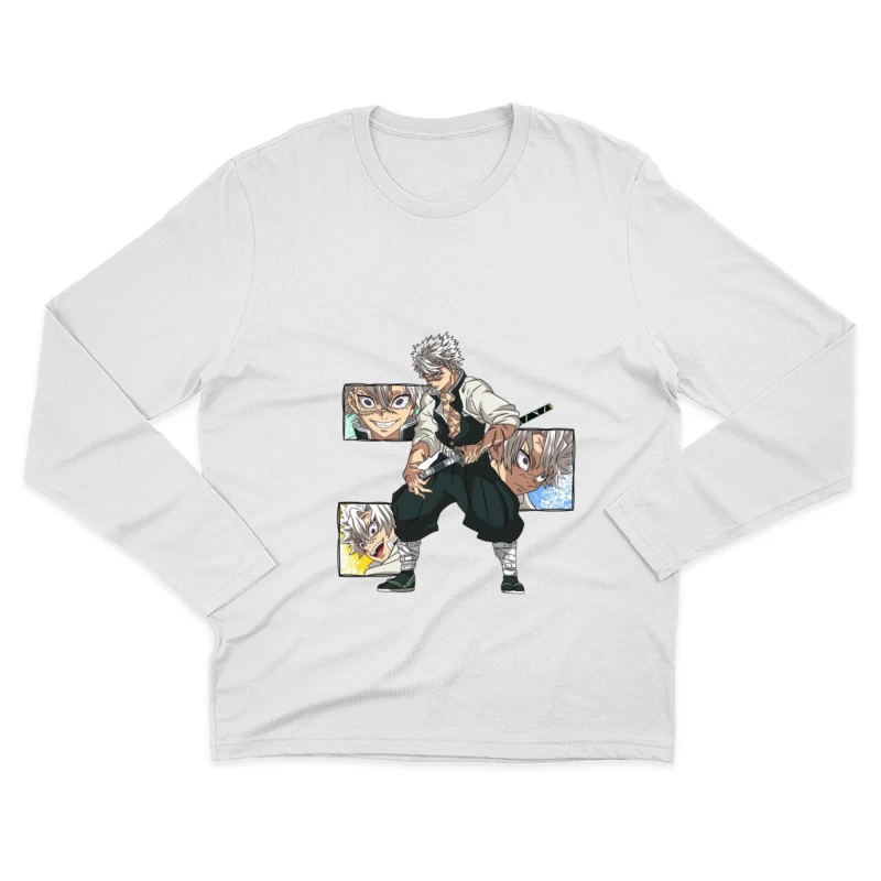 Personnage de Manga avec Épée Homme Manches Longues T-Shirt