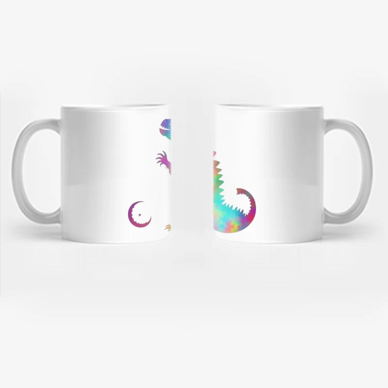 Rainbow Watercolor T-Rex Silhouette Coffee Mug