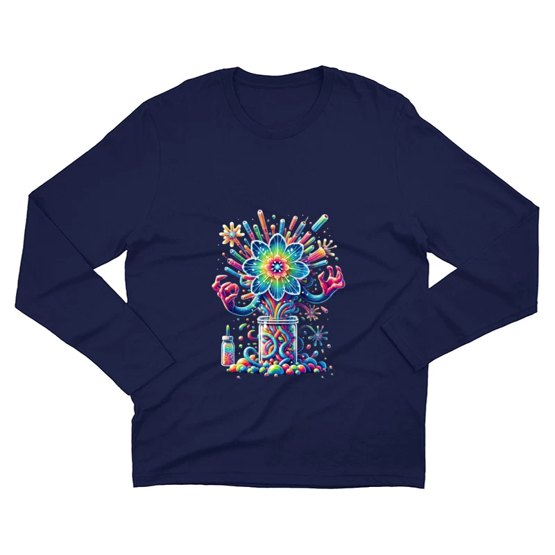 Vibrant Rainbow Flower Explosion from Mason Jar Male Long Sleeve T-Shirt