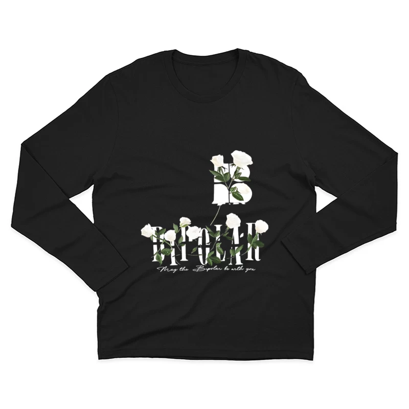 Graphiques de roses blanches avec texte Homme Manches Longues T-Shirt
