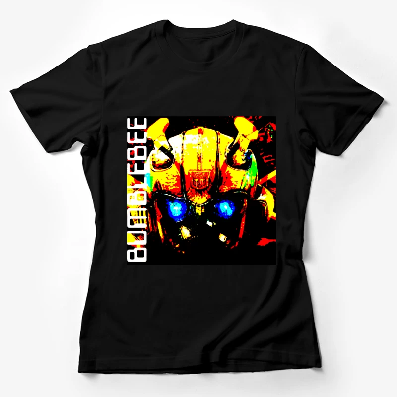 Stylized Bumblebee Autobot Portrait in Vibrant Colors Female T-Shirt