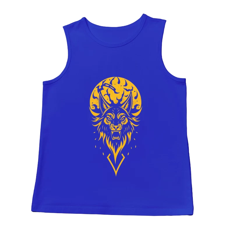 Fierce Wolf Illustration on Black Background Male Tank Top