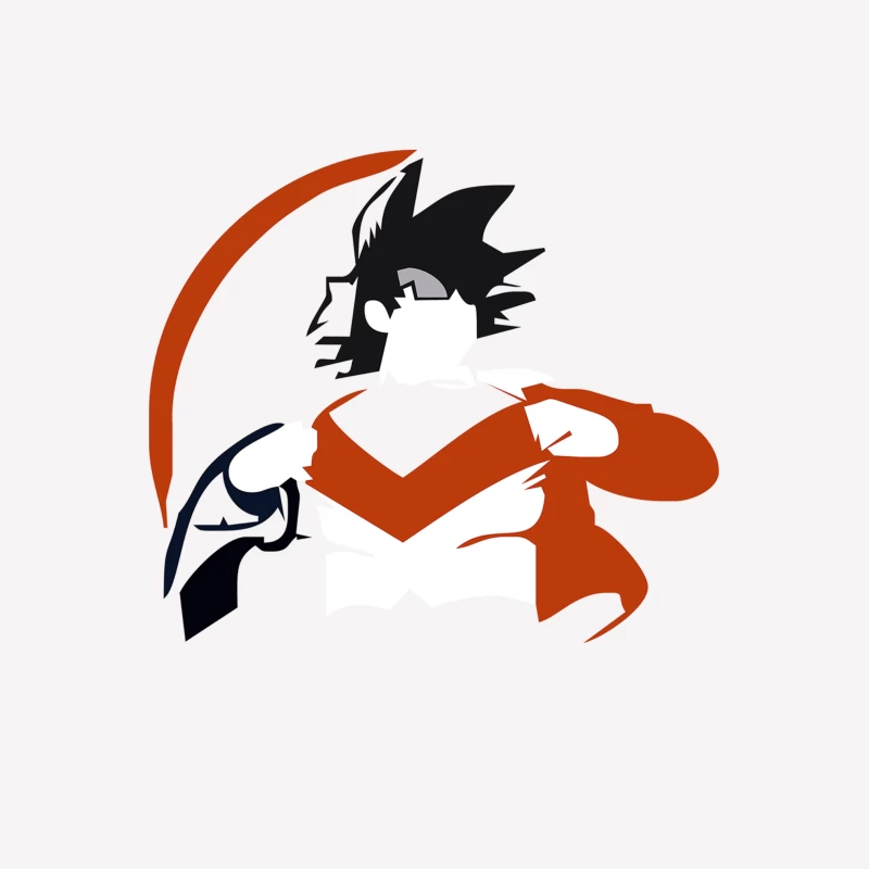 Minimalist Anime Character Silhouette in Red and Black Male T-Shirt