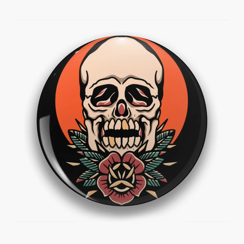 Skull with Floral Design Pin