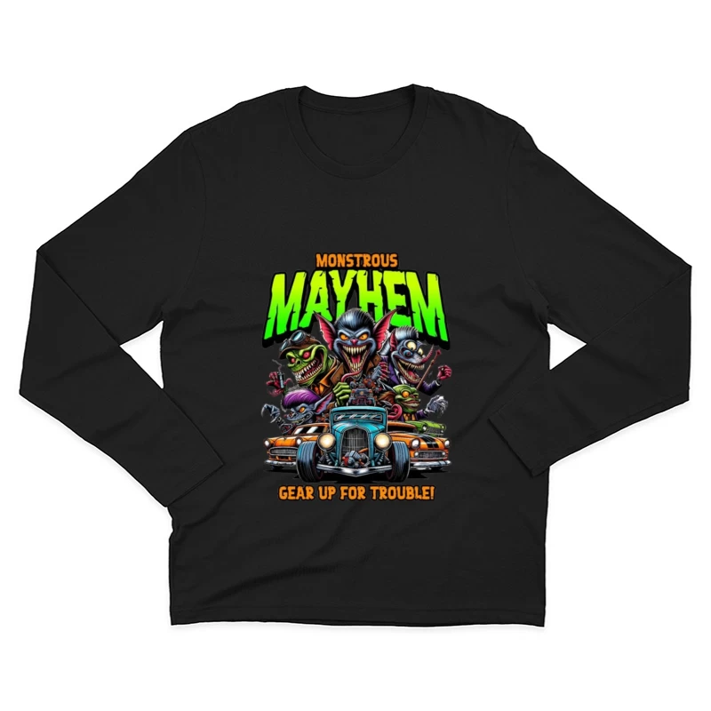 Monstrous Mayhem: Hot Rod Monsters Racing Retro Design Male Long Sleeve T-Shirt