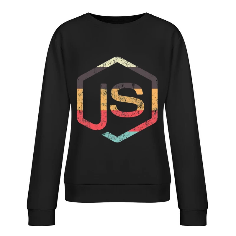 Vintage JavaScript Hexagonal Logo Design Female Pullover Sweatshirt