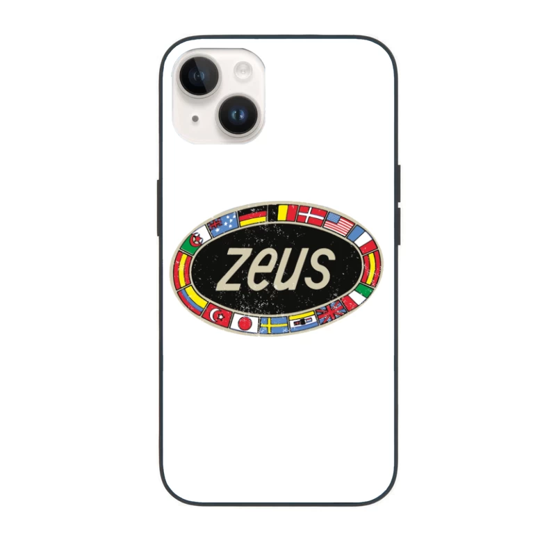 Zeus International Vintage Logo with National Flags Border iPhone Case