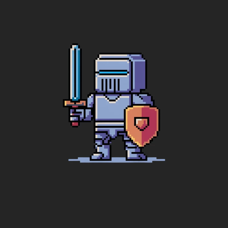 Pixel Art Medieval Knight with Sword and Shield Male Pullover Sweatshirt