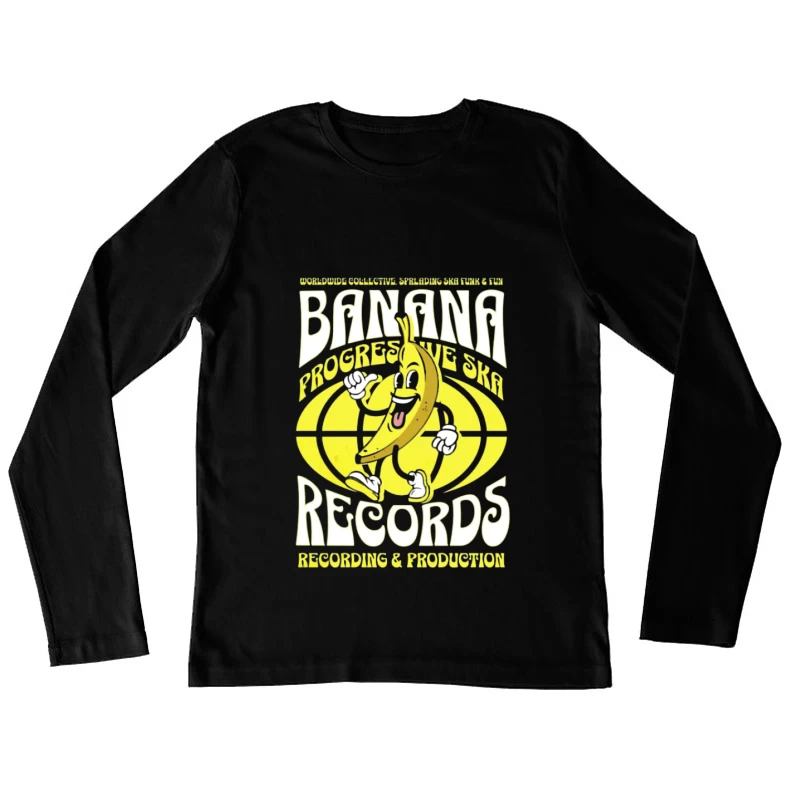 Fröhliche Banane Musiklogo Damen Langarm T-Shirt