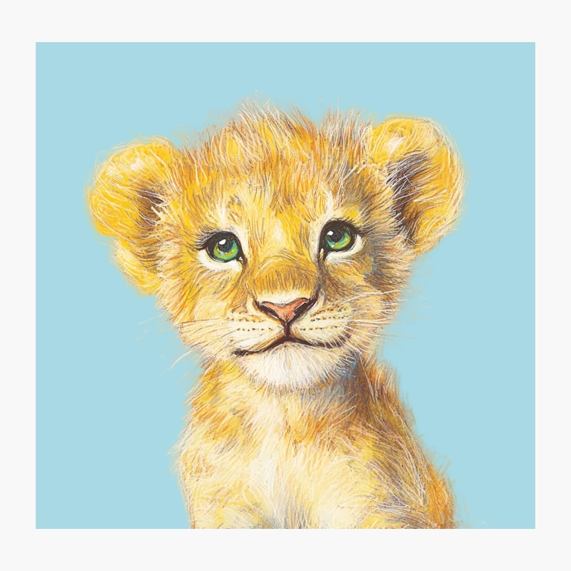 Sweet Lion Cub Watercolor Portrait Throw Pillow
