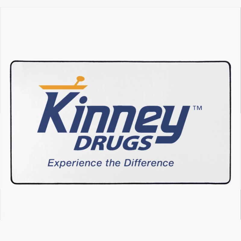 Kinney Drugs Pharmacy Logo with Blue Text and Orange Accent Desk Mat