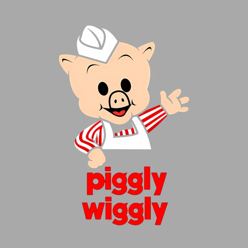 Piggly Wiggly Grocery Store Cartoon Pig Mascot Logo Male Pullover Hoodie