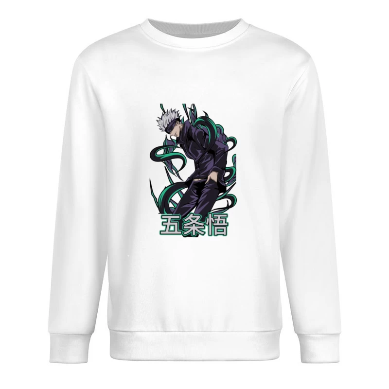 Anime-Charakter mit dunklem Outfit und weißen Haaren Herren Pullover Sweatshirt