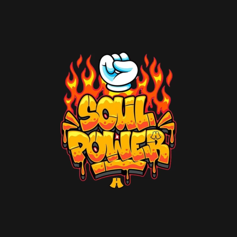 Bunte Soul Power-Graffiti-Illustration Herren T-Shirt
