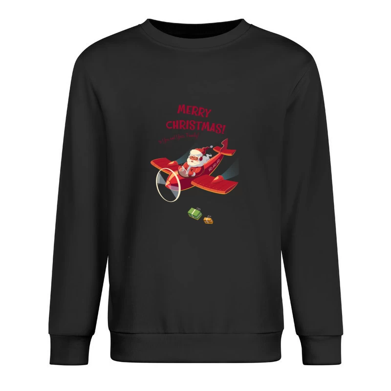 Weihnachtsmann im Flugzeug wünscht frohe Weihnachten Herren Pullover Sweatshirt