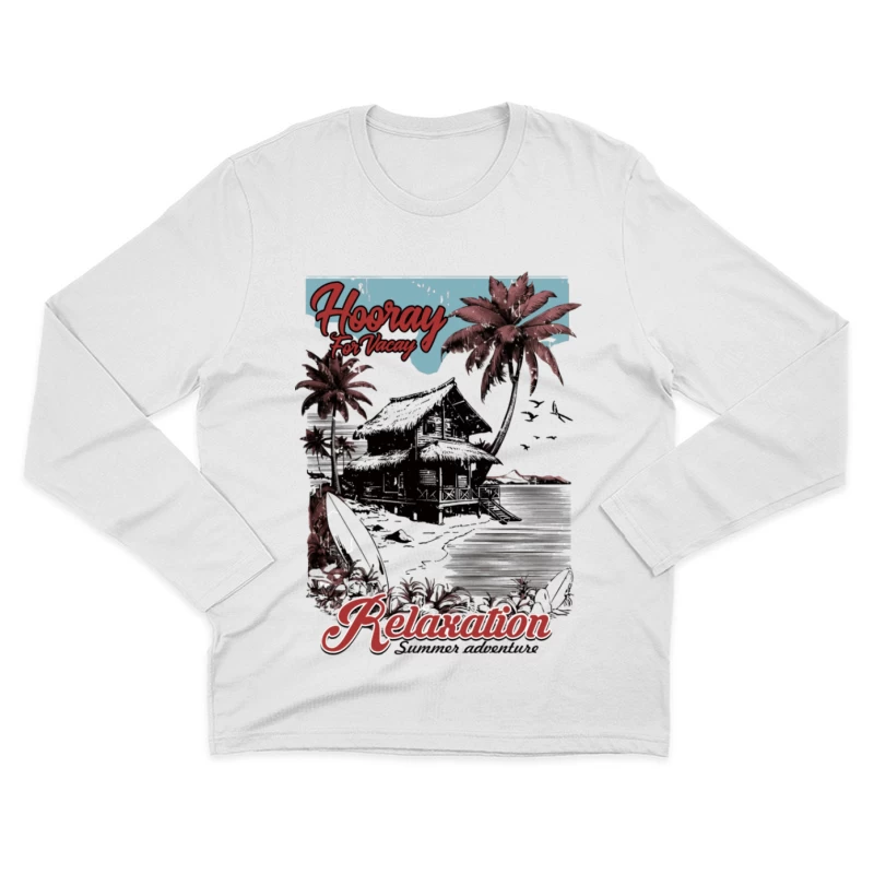Hütte am Strand für Entspannung Herren Langarm T-Shirt