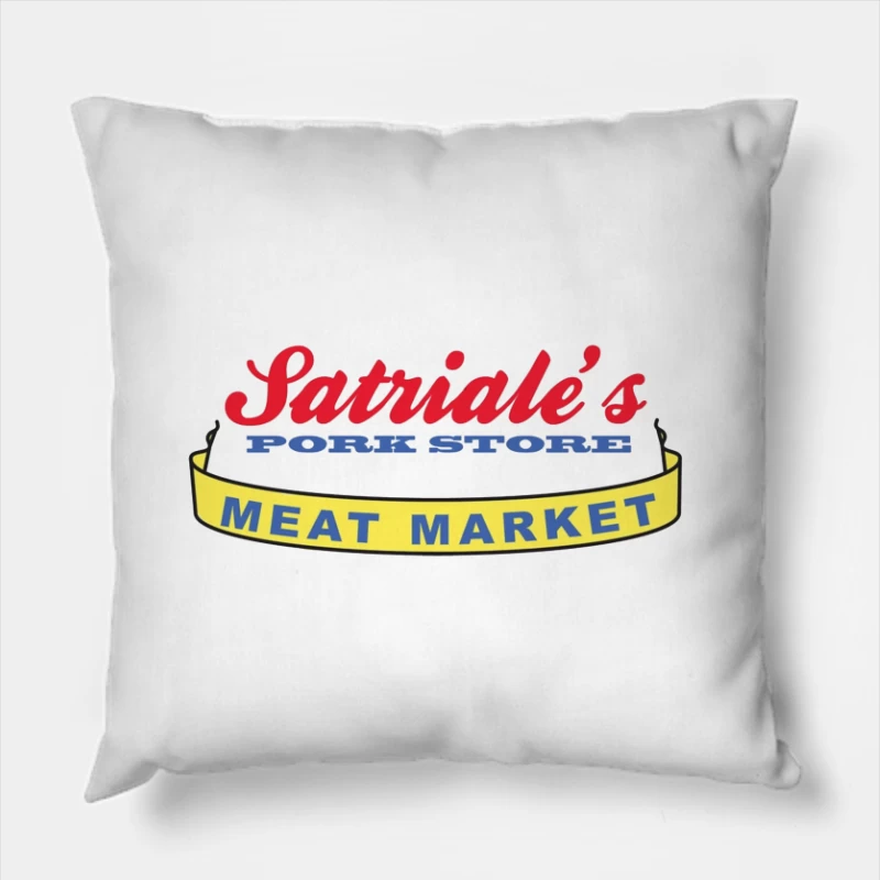 Patriale's Pork Store & Meat Market Vintage Logo Sign Throw Pillow