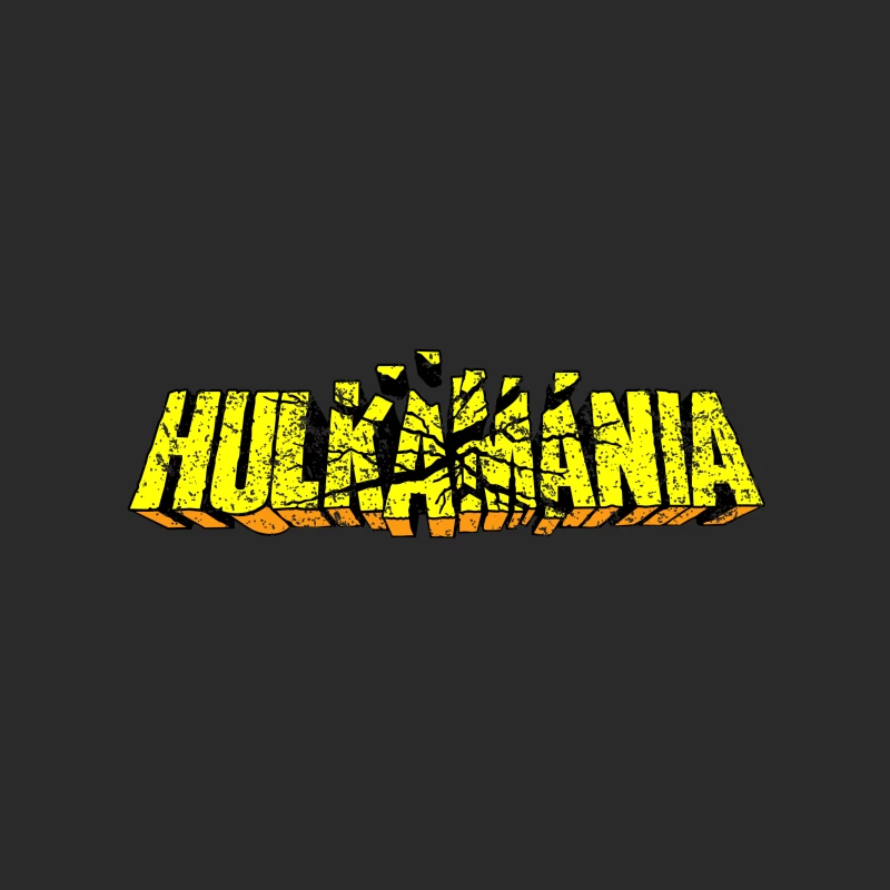 Retro Hulkamania Wrestling Logo with Cracked Yellow Text Baseball Cap