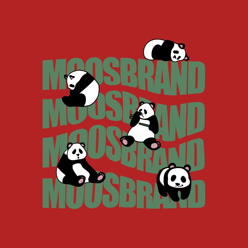 Pandas auf Moosbrand Hintergrund Herren T-Shirt