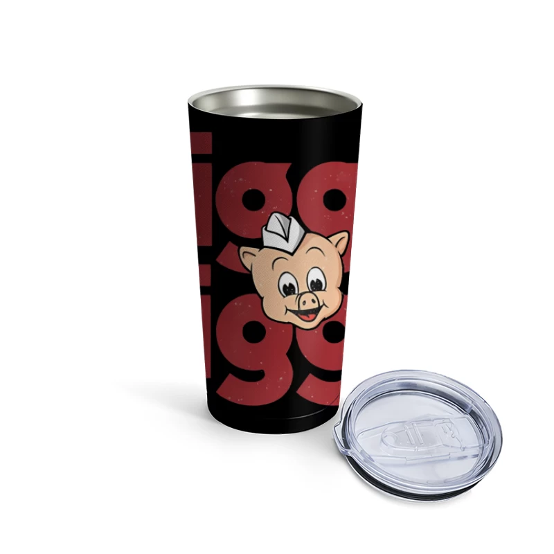 Vintage Piggly Wiggly Supermarket Logo with Cartoon Pig Travel Mug