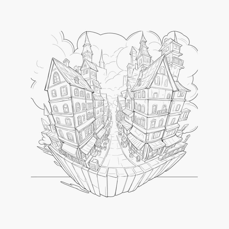 Surreal Split Design of Fantasy Architecture Cotton Tote Bag