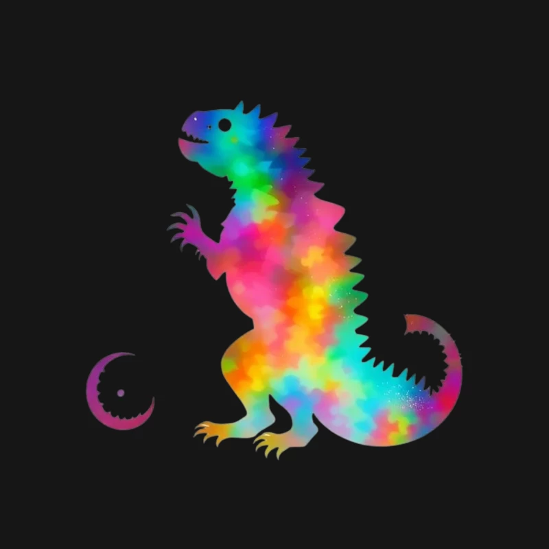 Rainbow Watercolor T-Rex Silhouette Mouse Pad