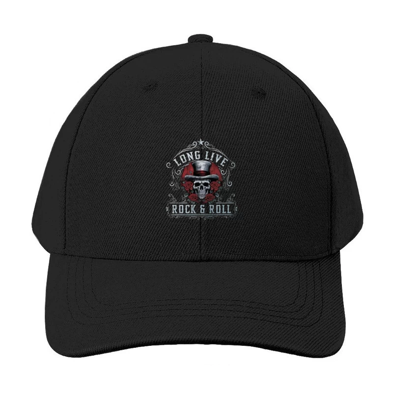 Long Live Rock and Roll Skull Design Baseball Cap