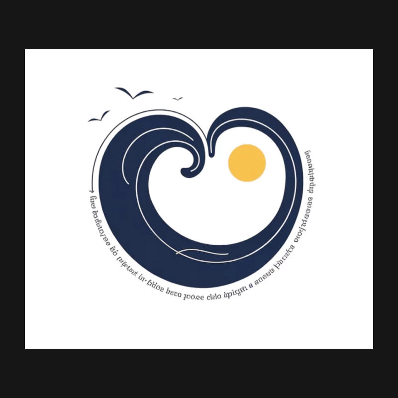 Minimalist Ocean Heart Logo with Inspirational Message Mouse Pad