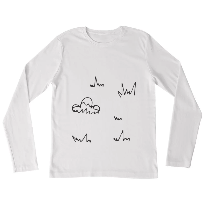 Nuage et Herbe Doodle Femme Manches Longues T-Shirt