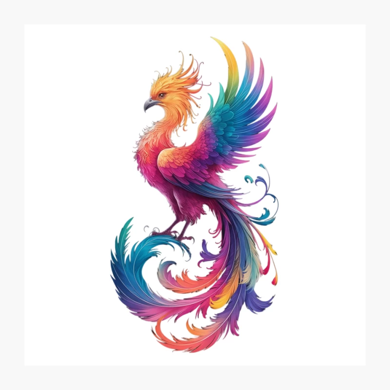 Majestic Rainbow Phoenix: A Vibrant Fantasy Creature Pin