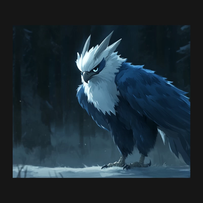 Majestic Blue Griffin in Wintry Forest Mouse Pad