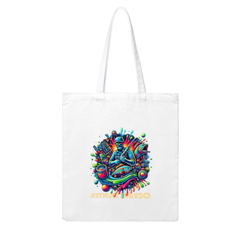 Psychedelic Fishing Adventure Art Cotton Tote Bag