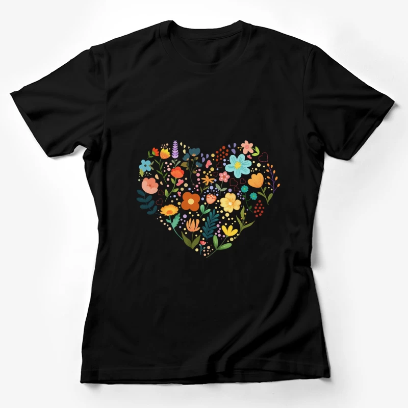Buntes Herz aus Blumen Damen T-Shirt