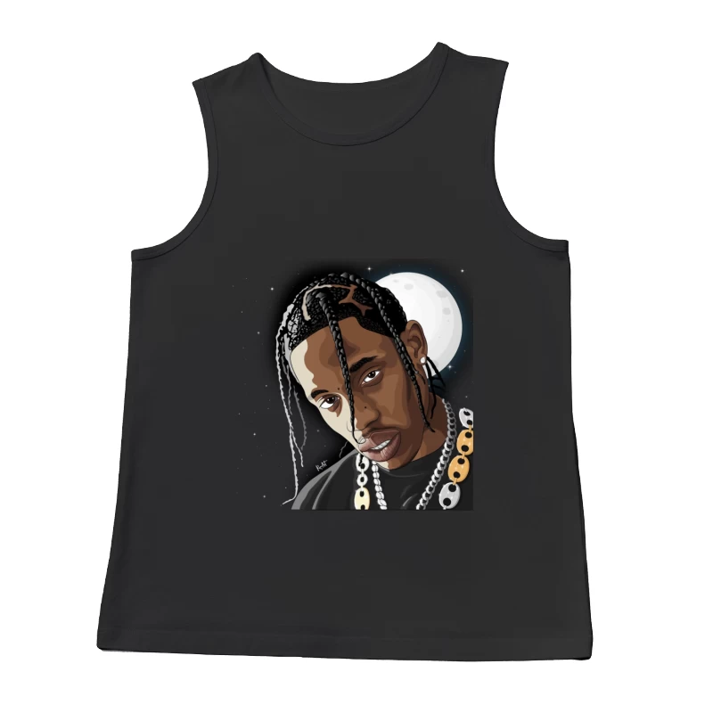 Artistic Digital Portrait with Moon Background Male Tank Top