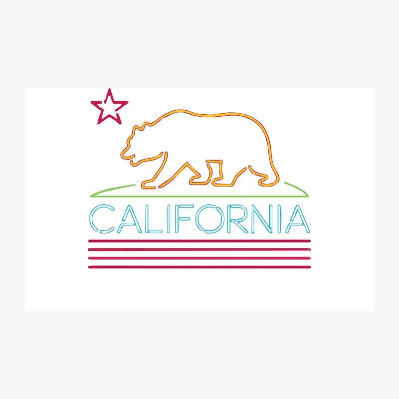 Neon Sign California Republic Flag Bear Travel Mug