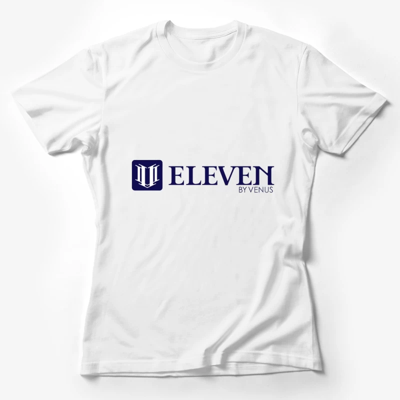 Modern Navy Blue Eleven by Venus Logo Design Female T-Shirt