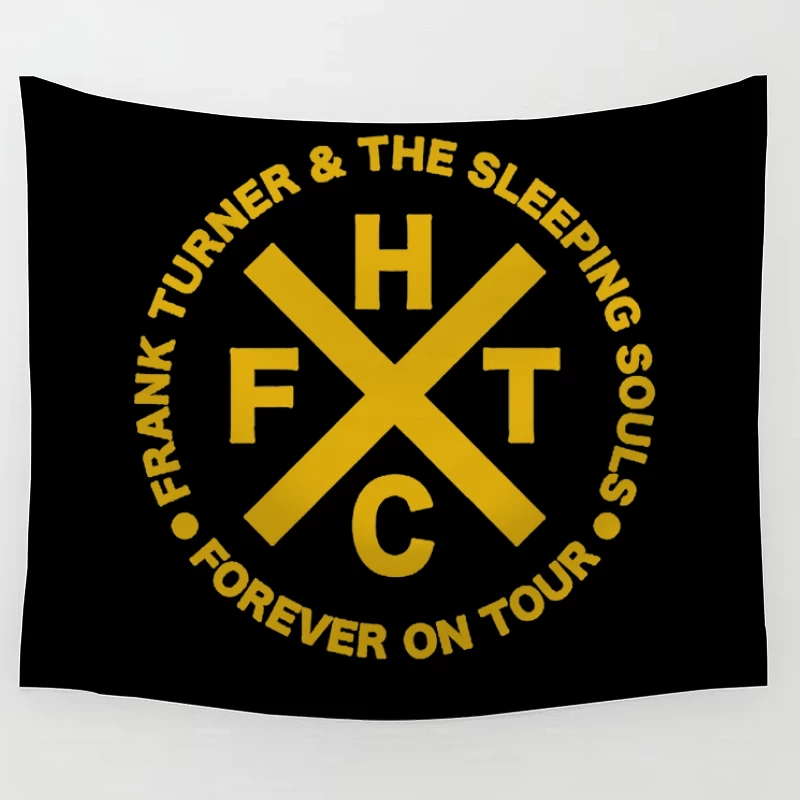 Frank Turner & The Sleeping Souls Band Logo - Forever On Tour Circular Design Tapestry