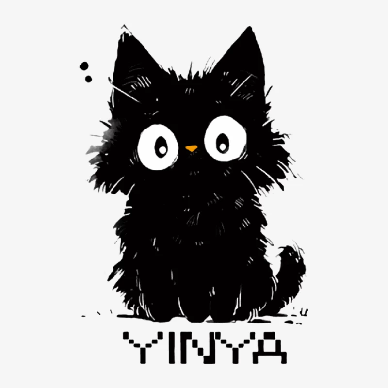 Schwarze flauschige Katze Illustration Damen Langarm T-Shirt