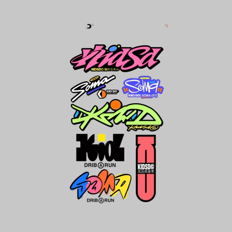 Graffiti-stilvolle Kinderdesignlogos Damen Langarm T-Shirt