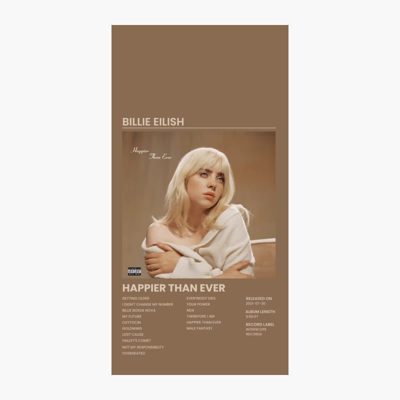 Billie Eilish's "Happier Than Ever" Album Cover: A Sepia-Toned Portrait of Pop Music's Rising Star iPhone Case