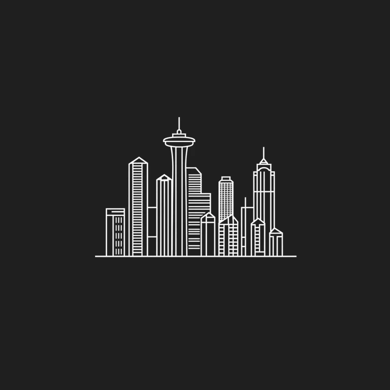 Minimalist White Cityscape Skyline Outline Male Tank Top