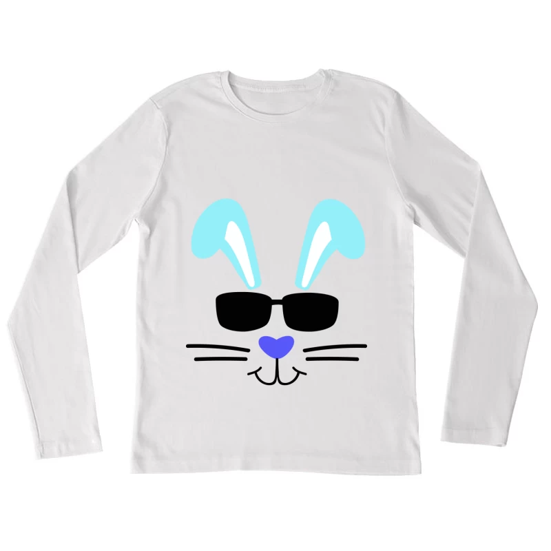 Visage de lapin avec lunettes Femme Manches Longues T-Shirt