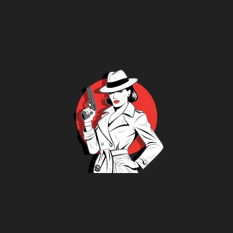 Stylish Femme Fatale in Film Noir Setting Bucket Hat