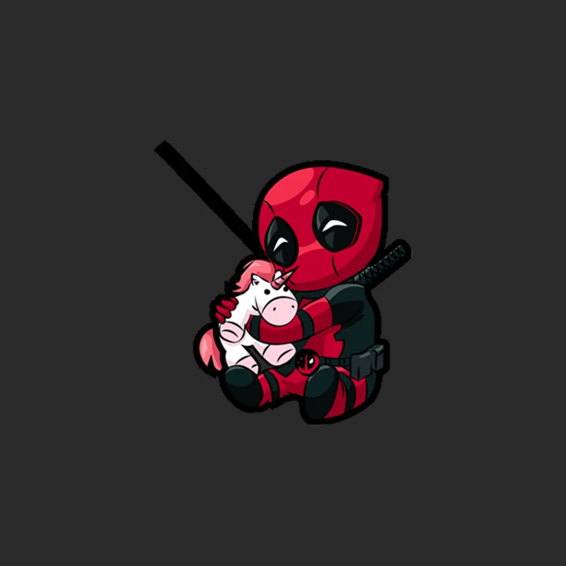 Cute Cartoon Deadpool Hugging Unicorn Plush Toy Baseball Cap