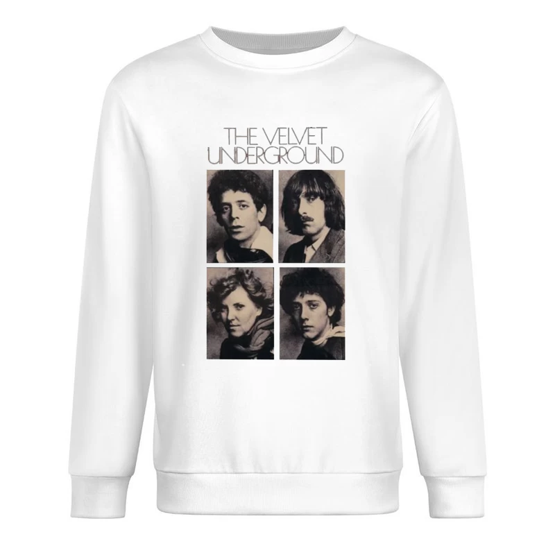 Vintage Black and White Portrait Collection of The Velvet Underground Band Members Male Pullover Sweatshirt