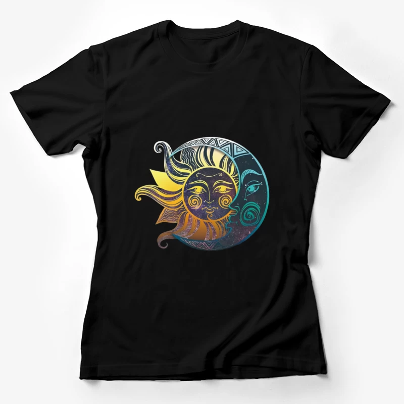 Sonne und Mond Kunst Damen T-Shirt