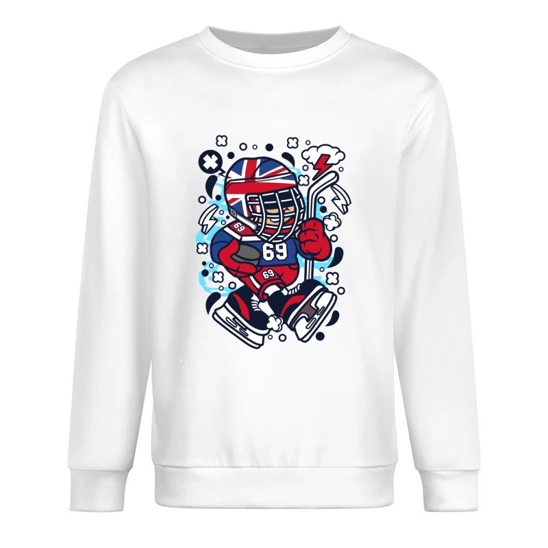 Hockey britannique avec mascotte énergique Homme Sweat-shirt à enfiler