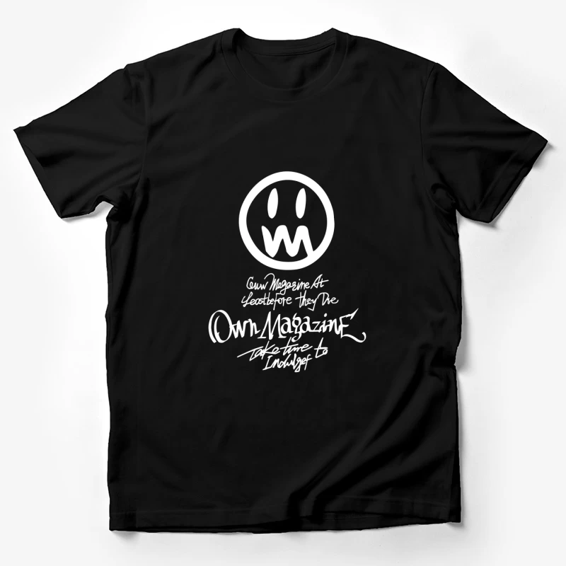 Lächelndes Gesicht und Magazine-Slogan Herren T-Shirt