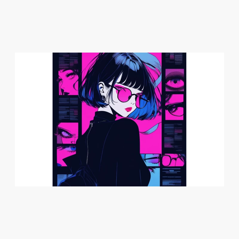 Cyberpunk Anime Girl in Neon-Lit Retro Futuristic Style Travel Mug