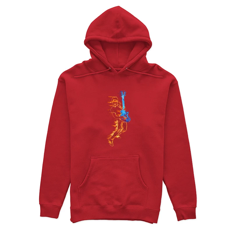 Energetic Guitarist Playing with Flames Female Pullover Hoodie